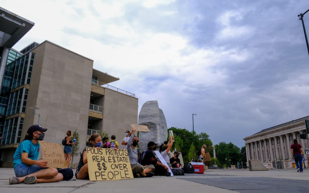 As eviction moratorium expires, landlords filing notices are met with protesters